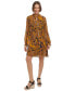 ფოტო #1 პროდუქტის Women's Printed Tie-Neck Long-Sleeve Chiffon Dress