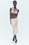 Фото #5 товара Атласная юбка с кружевом ZARA