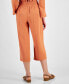 Фото #2 товара Women's Smocked-Waist Cropped Pants, Created for Macy's