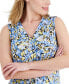 Petite Printed V-Neck Twist-Front Sleeveless Top