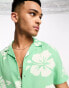 ASOS DESIGN revere shirt in sage green Hawaiian floral