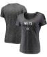 ფოტო #1 პროდუქტის Women's Charcoal Brooklyn Nets Double-Fade Space-Dye V-Neck T-shirt