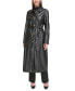 ფოტო #1 პროდუქტის Women's Belted Faux-Leather Trench Coat