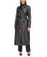 Women's Belted Faux-Leather Trench Coat