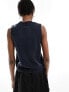 COLLUSION ribbed turtle neck knitted tank in navy