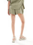 IIsla & Bird loose fit beach shorts co-ord in khaki