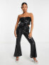 Фото #4 товара Collective the Label Petite exclusive cut-out fringe sequin jumpsuit in black