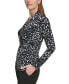 Фото #3 товара Petite Printed Ruched-Side Long-Sleeve Top