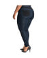ფოტო #3 პროდუქტის Plus Size Curvy-Fit Contrast Knee Patch Moto Jeans