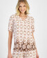 Фото #3 товара Women's Printed V-Neck Short-Sleeve Top, Created for Macy's