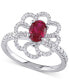 Ruby (1 ct. t.w.) & Diamond (5/8 ct. t.w.) Openwork Flower Ring in 14k White Gold