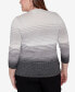 ფოტო #3 პროდუქტის Plus Size Classic Ombre Two In One Striped Sweater With Necklace