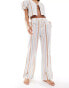 Фото #1 товара ASOS DESIGN Carrie cotton co-ord wide leg beach trouser in multi stripe