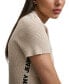 Women's V-Neck Side-Logo Rib-Knit Short Sleeve Polo Top