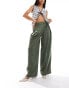 Фото #1 товара ASOS DESIGN cross over pleat trouser in khaki