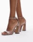 Topshop Wide Fit Fliss two part heeled sandal in blush