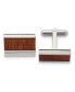 Фото #3 товара Stainless Steel Light Brown Koa Wood Inlay Rectangle Cufflinks