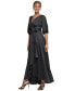 Balloon-Sleeve Faux-Wrap Gown