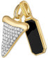 ფოტო #2 პროდუქტის 2-Pc. Set Onyx Dog Tag & Cubic Zirconia Pavé Shark Tooth Amulet Pendants in 14k Gold-Plated Sterling Silver, Created for Macy's