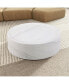 31.49" Round Coffee Table, Sturdy Fiberglass Table For Living Room, White, No Need Assembly.White