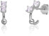 Silver earrings circles with light purple zircons SVLE0701XH2F200