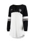 Women's White, Black Las Vegas Raiders Athletic Varsity Lace-Up V-Neck Long Sleeve T-shirt