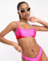 South beach crop style bikini top in pink and red