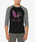 Men's Raglan Sleeves Bunny Ears Baseball Word Art T-shirt