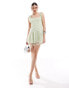 Фото #3 товара ASOS DESIGN square neck corset mini dress with lace detailing in sage green