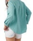 Фото #3 товара Juniors' Leni Crinkled Button-Down Pocket-Front Shirt