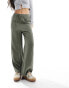 Фото #4 товара Miss Selfridge soft touch pull on wide leg trouser in khaki