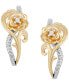 ფოტო #1 პროდუქტის Diamond Belle Rose Drop Earrings (1/10 ct. t.w.) in Sterling Silver & 10k Gold