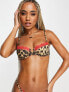 Фото #1 товара Wild Lovers Margot printed underwired bra with contrast lace trim in animal print