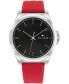 ფოტო #1 პროდუქტის Men's Quartz Red Silicone Watch 42mm