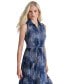 ფოტო #4 პროდუქტის Women's Printed Mini-Pleated Tiered Shirtdress