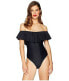 Фото #1 товара Unique Vintage 159549 Women's Beatrix Off Shoulder Ruffled Black One Piece Sz. S