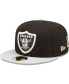Фото #2 товара Men's Black, Silver Las Vegas Raiders Super Bowl XVIII Letterman 59FIFTY Fitted Hat