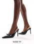 Glamorous Wide Fit – Absatzschuhe in Schwarz mit Fersenriemen, Schleifendetail und weiter Passform