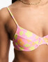 Monki pop flower v-neck underwired bikini top in pink