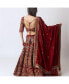 ფოტო #2 პროდუქტის Women's Hand Embroidered Red Silk Lehenga Choli with Sleeves