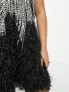 ASOS EDITION Curve crystal and bead mini dress with faux feather hem in black
