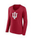 ფოტო #2 პროდუქტის Women's Crimson Indiana Hoosiers Evergreen Logo Long Sleeve V-Neck T-shirt