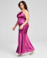 Фото #2 товара Trendy Plus Size Ruched Satin Gown, Created for Macy's