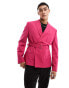 ASOS DESIGN slim belted blazer in pink