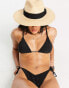 Фото #3 товара South Beach mix & match triangle bikini top in black metallic