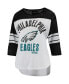 ფოტო #3 პროდუქტის Women's White, Black Philadelphia Eagles First Team Three-Quarter Sleeve Mesh T-shirt