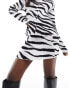 In The Style plisse mini skirt co-ord in zebra print