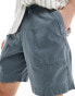 Abercrombie & Fitch 8inch supply pocket court shorts in blue grey