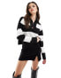 Tommy Jeans half zip colour block jumper in black - BLACK