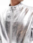 Фото #3 товара ASOS DESIGN racer jacket in metallic silver